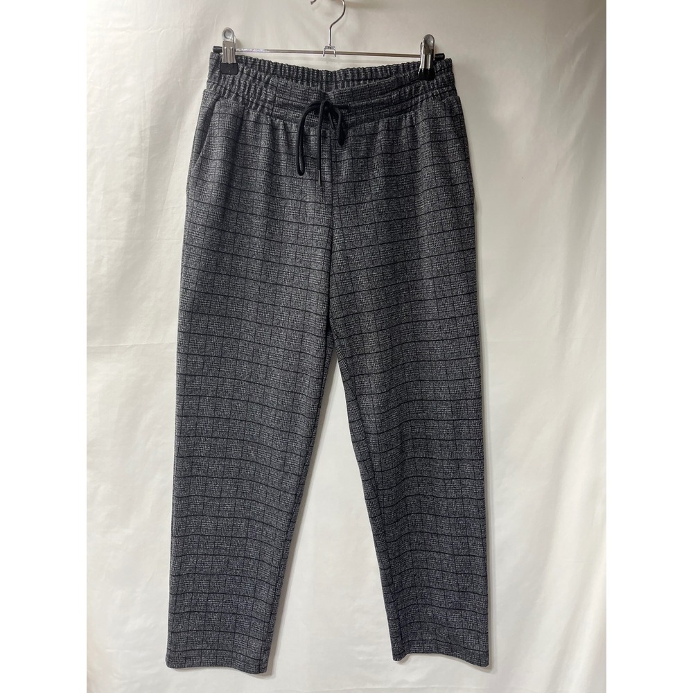 A New Day Womens XS Gray Plaid Pull On‎ Tapered Pants Drawstring Elastic Waist